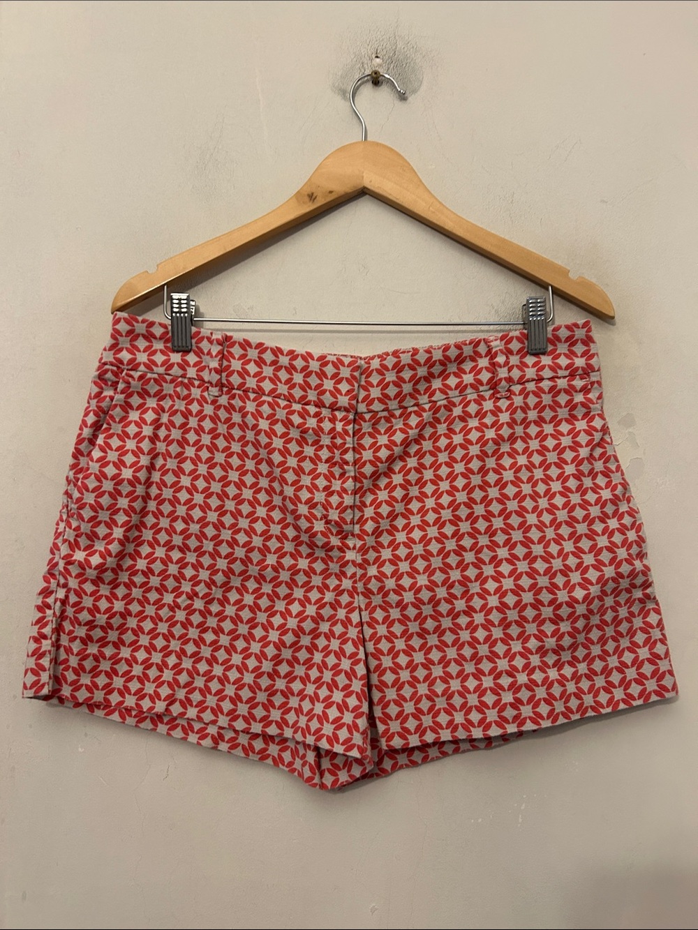 Women’s Red Patterned Cotton Blend Shorts